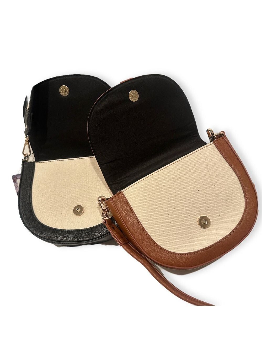 CHIC CROSSBODY | Canvas Safari Messenger in Black or Tan | NWT - Picture 4 of 11